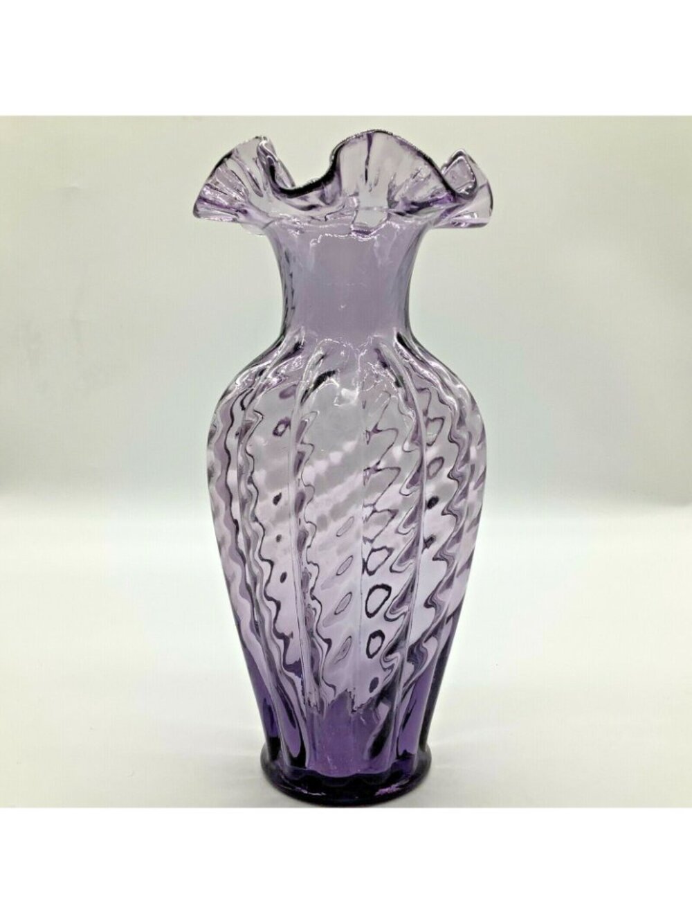 Fenton Violet Ribbed Melon Vase with Ruffled Rim - Picture 5 of 12
